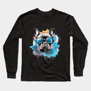 Dog French Bulldog wearing goggles Long Sleeve T-Shirt